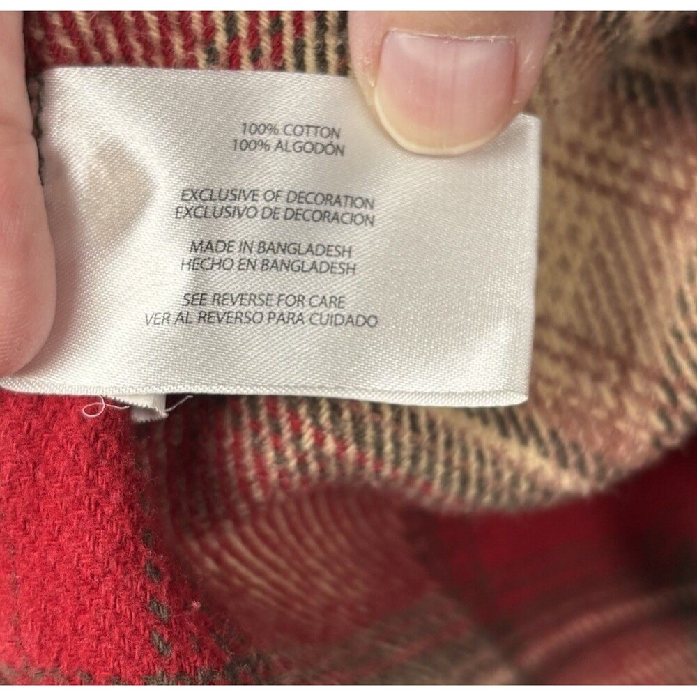 Orvis Men’s Medium Shacket Long Sleeve Shirt Red Beige Pocket Button Up Heavy - Picture 7 of 13